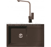 Комплект Мойка Florentina Липси 860 мокко + Смеситель Сильвер FL мокко