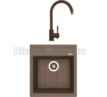 Комплект Мойка Florentina Липси 460 коричневая + Смеситель Альфа FL коричневый