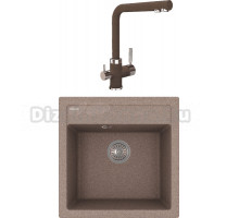 Комплект Мойка Florentina Липси 510 коричневая + Смеситель Арес FL коричневый