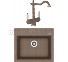 Комплект Мойка Florentina Липси 600 коричневая + Смеситель Ария FL коричневый