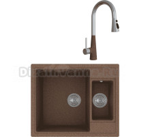 Комплект Мойка Florentina Липси 620К коричневый + Смеситель Вита Pro FL коричневый