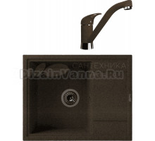 Комплект Мойка Florentina Липси 650 коричневая + Смеситель Гамма FL коричневый