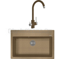 Комплект Мойка Florentina Липси 770 коричневая + Смеситель Клио FL коричневый