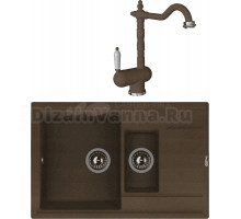 Комплект Мойка Florentina Липси 780К коричневый + Смеситель Ода FL коричневый