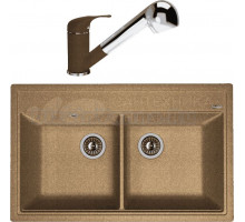 Комплект Мойка Florentina Липси 820 коричневая + Смеситель Сигма FL коричневый