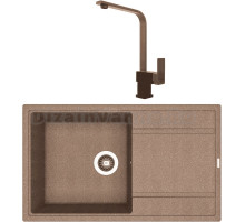 Комплект Мойка Florentina Липси 860 коричневая + Смеситель Сильвер FL коричневый