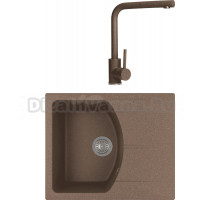 Комплект Мойка Florentina Паола 620 коричневая + Смеситель Фабио FL коричневый