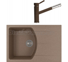 Комплект Мойка Florentina Паола 760 коричневая + Смеситель Фита FL коричневый