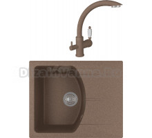 Комплект Мойка Florentina Паола 620 коричневая + Смеситель Шале FL коричневый