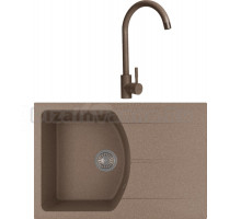 Комплект Мойка Florentina Паола 760 коричневая + Смеситель Юна коричневый