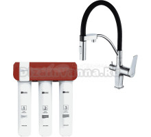 Смеситель для кухни Lemark Comfort LM3074C086 с гибким изливом, хром, черный, с фильтром Optima