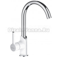 Смеситель для кухни Shevanik S6053F белый, хром