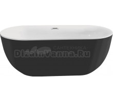 Акриловая ванна AQUATEK Афина AQ-144778BL 170x80 см, отдельностоящая, глянцевая черная, овальная, на ножках, со сливом-переливом