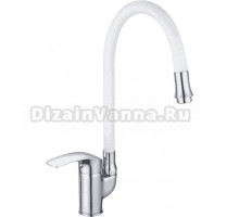 Смеситель для кухни Shevanik S5543-1 с гибким изливом, хром, белый