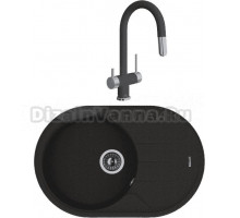 Комплект Мойка Florentina Лотос 780 черный + Смеситель Маэстро черный