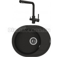 Комплект Мойка Florentina Родос 580 черный + Смеситель Альдо FL черный