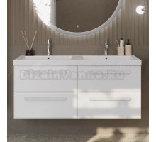 Тумба с раковиной Cezares Eco 120 4 ящика, ручки сатин, bianco opaco