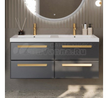 Тумба с раковиной Cezares Eco 120 4 ящика, ручки сатиновое золото, grafito