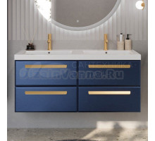 Тумба с раковиной Cezares Eco 120 4 ящика, ручки сатиновое золото, sapfiro