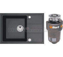 Комплект Мойка Alveus Intermezzo 40 1144968 carbon + Измельчитель Bort Titan Max Power