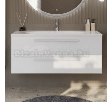 Тумба с раковиной Cezares Eco 120 2 ящика, ручки сатин, bianco lucido