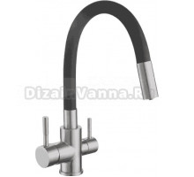 Смеситель для кухни Shevanik S568B с гибким изливом, сатин, черный