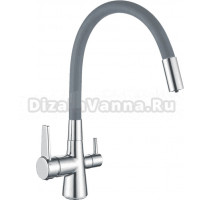 Смеситель для кухни Shevanik S668 с гибким изливом, хром, серый
