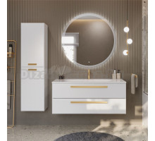 Мебель для ванной комнаты Cezares Eco 120 2 ящика, ручки сатиновое золото, bianco opaco