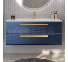 Тумба с раковиной Cezares Eco 120 2 ящика, ручки сатиновое золото, sapfiro