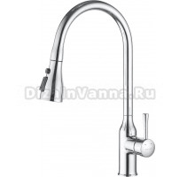 Смеситель для кухни Shevanik S163 с выдвижным изливом, хром