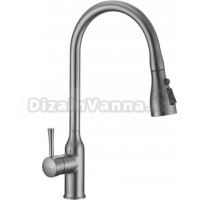 Смеситель для кухни Shevanik S163T с выдвижным изливом, оружейная сталь