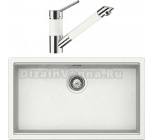 Комплект Мойка Schock Lahti 80 Cristalite альпина + Смеситель Cristalite SC-200-D выдвижной излив, альпина