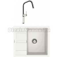 Комплект Мойка Schock Optima 45D Cristalite альпина + Смеситель Cristalite SC-530-D выдвижной излив, альпина