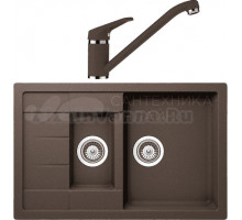 Комплект Мойка Schock Aster 60D Cristalite мокка + Смеситель Cristalite Cosmo мокка