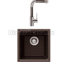 Комплект Мойка Schock Euro 40 (N-100) Cristalite мокка + Смеситель Cristalite SC-300-D выдвижной излив, мокка