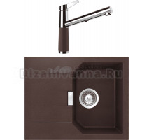 Комплект Мойка Schock Manhattan 40D Cristalite мокка + Смеситель Cristalite SC-510-D выдвижной излив, мокка