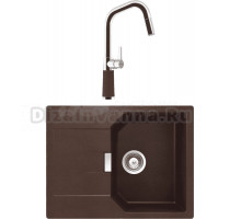 Комплект Мойка Schock Manhattan 45D Cristalite мокка + Смеситель Cristalite SC-530-D выдвижной излив, мокка