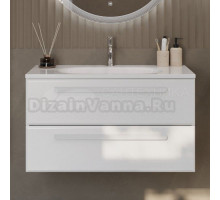 Тумба с раковиной Cezares Eco 75 2 ящика, ручки сатин, bianco opaco