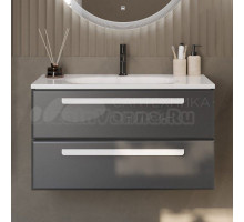 Тумба с раковиной Cezares Eco 75 2 ящика, ручки сатин, grafito