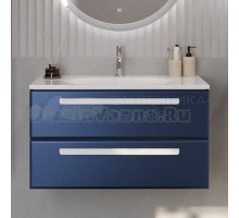 Тумба с раковиной Cezares Eco 75 2 ящика, ручки сатин, sapfiro