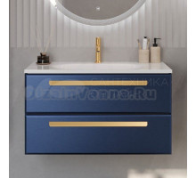 Тумба с раковиной Cezares Eco 75 2 ящика, ручки сатиновое золото, sapfiro