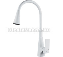 Смеситель для кухни Shevanik S543C-1 с гибким изливом, белый