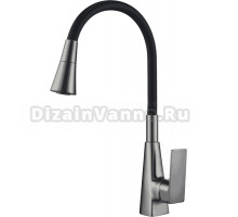 Смеситель для кухни Shevanik S543T-3 с гибким изливом, оружейная сталь, черный