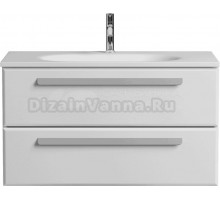 Тумба с раковиной Cezares Eco 90 2 ящика, ручки сатин, bianco lucido