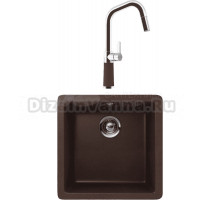 Комплект Мойка Schock Quadro 50 Cristalite мокка + Смеситель Cristalite SC-530-D выдвижной излив, мокка