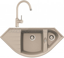 Комплект Мойка Schock Genius 90C (C-150) Cristalite саббиа + Смеситель Cristalite Plutos-D выдвижной излив, саббиа