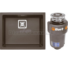 Комплект Мойка Alveus Quadrix Granital 50 chocolate + Измельчитель Bort Titan Max Power