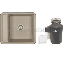 Комплект Мойка AQUATON Беллис 57 серый шелк + Измельчитель Bort Alligator Green