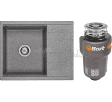 Комплект Мойка AQUATON Делия 65 серая + Измельчитель Bort Titan 5000 Control