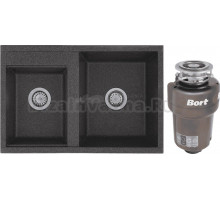 Комплект Мойка AQUATON Делия 78 DBL графит + Измельчитель Bort Titan Max Power